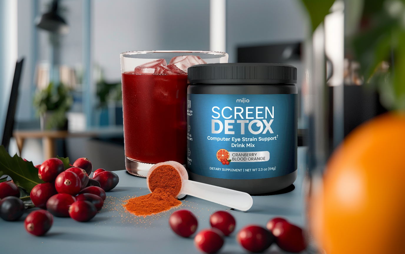 MILIO Screen Detox drink mix in bright white office